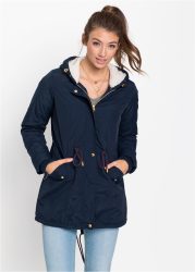 bonprix Parka mit Kapuze modischer Stil, mit Teddy-Fleece, mit Kapuze, lockere Passform