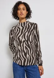 STREET ONE Rundhalspullover mit Zebra Print, Animal Print