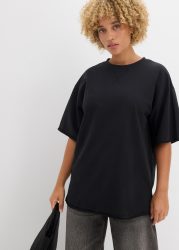 bonprix Long-Sweatshirt aus reiner Baumwolleschwarz 52Damen