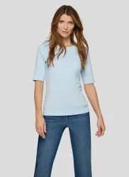 Rabe Kurzarmshirt unifarben, mit Rundhals