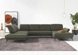 INOSIGN Wohnlandschaft »Coco«, wahlweise mit Sitztiefen, Armteil- und Kopfteilverstellung,im Cord, mit Füssen 15 cm hoch
