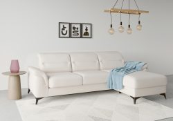 sit&more Ecksofa »Sinatra«, mit Recamiere, optional mit Kopfteilverstellung und Armteilfunktion oder mit Kopfteilverstellung, Armteilfunktion, Bettfunktion und Bettkasten, mattschwarze Metallfüsse