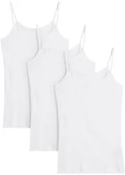 bonprix Shirttop Packung, 3 taillierte Passform, ohne Ärmel, aus leichtem Baumwollmaterial