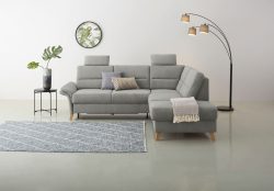 Home affaire Ecksofa »Westerland«, Federkern-Polsterung, wahlweise mit Bettfunktion, Bettkasten und Armlehnverstellung