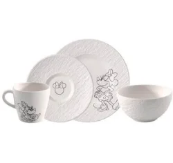Villeroy & Boch - Frühstücks-Set, 4-teilig Manufacture Rock blanc - Mickey Mouse, One Size, Weiss