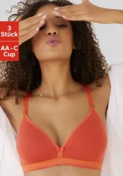 petite fleur Bralette-BH Packung, 3 Stück, ohne Bügel, aus Baumwolle im Triangel-Schnitt, bequemer BH
