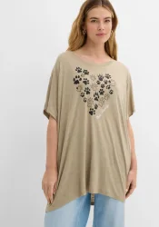 bonprix T-Shirt Oversize-Passform, Kurzarm, mit dekorativem Druck, aus Viskose