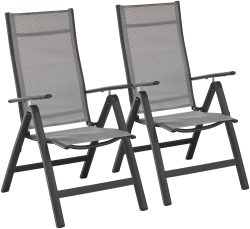 MERXX Gartenstuhl »Amalfi«, (2er Set), Alu/Textil, verstellbar, anthrazit