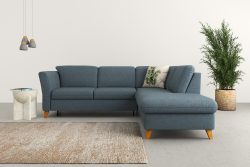 Home affaire Ecksofa »Trelleborg«, Federkern-Polsterung, wahlweise mit Bettfunktion und Stauraum, Kopfstützen optional