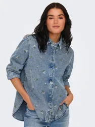 Only, Only - Geblümtes Jeanshemd, für Damen, Blau, Größe S