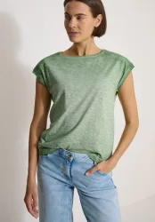 Cecil T-Shirt U-Boot-Ausschnitt, Garment-Dye Optik