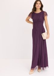 bonprix Maxikleid für Abiball, Festtage und Hochzeiten, aus Tüll, mit Perlenstickerei
