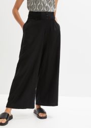bonprix Marlene-Hose Mix aus Leinen und Viskose, gesmokter Bund mit Knopfdetail, Loose Fit