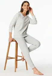 Schiesser - Casual Essentials - Schlafanzug, für Damen, Platin grau, Größe 4XL