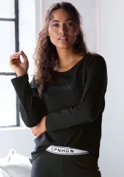 Copenhagen Studios Langarmshirt mit hochwertiger Logostickerei