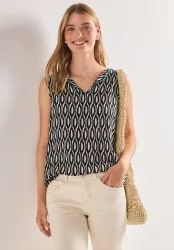 STREET ONE Shirttop Sommertop mit Strukturmix und Print