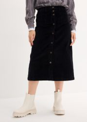 bonprix Cordrock mit Stretch, mit durchgehender Knopfleiste, mit Gürtelschlaufen