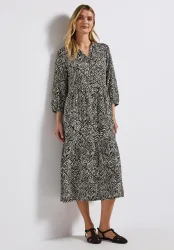 STREET ONE Volantkleid Ohne Taschen Sommerkleid gemustert, mit 3/4 Arm