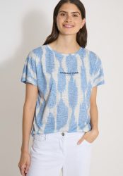Cecil Kurzarmshirt Sommershirt im Ausbrenner-Look mit Wording