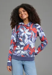 Laura Scott Sweater, Pflegeleichte Baumwollmischung mit Kapuze und Blumendruck