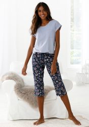 Vivance Dreams by Lascana Capri-Pyjama Set, 2 tlg. mit gemusterter Schlafhose