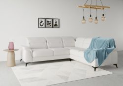 sit&more Ecksofa »Sinatra«, optinal mit Kopfteilverstellung und Armteilfunktion oder mit Kopfteilverstellung, Armteilfunktion, Bettfunktion und Schubkasten, langer Schenkel links oder rechts bestellbar, mattschwarze Metallfüsse