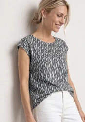 STREET ONE Shirttop Sommershirt im Ausbrenner-Look/mit Allover-Print
