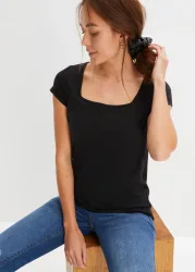 bonprix T-Shirt Loose Fit, kurzärmlig, eckiger Karree-Ausschnitt