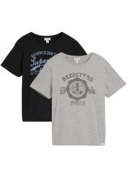 bonprix T-Shirt Packung, 2 regular fit, Kurzarm, coole Frontprints