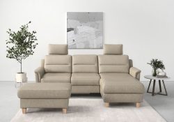sit&more Ecksofa »Farö«, inklusive Federkern, mit naturfarbenen Füssen, wahlweise mit Bettfunktion und Bettkasten