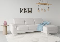 sit&more Ecksofa »Sinatra«, mit Recamiere, optinal mit Kopfteilverstellung und Armteilfunktion oder Kopfteilverstellung, Armteilfunktion, Bettfunktion und Bettkasten, chromfarbene Metallfüsse