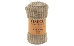 Tiseco - Decke RIBBLE Mikroflanell, RIBBLE Mikroflanell Decke, 130 x 160 cm, Taupe