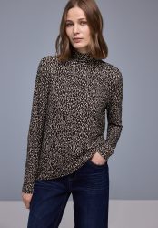 STREET ONE Langarmshirt mit Leo-Animal-Print
