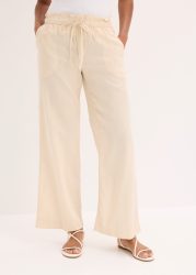 bonprix Palazzohose weite Passform, mit Gummibund, aus Viskose, Baumwolle und Leinen