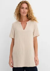 bonprix Musselin Long-Tunika aus reiner Baumwollegrau 42Damen