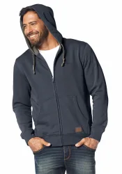 Mans World Kapuzensweatjacke mit kontrastfarbigem Innenfutter