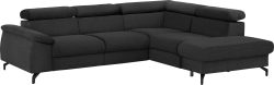 COTTA Ecksofa »Komaris I«, inklusive Kopfteilverstellung, wahlweise Bettfunktion/Bettkasten, eleganter schwarzer Fuss