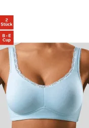 petite fleur Soft-BH Packung, ohne Bügel, aus Baumwoll-Qualität mit Spitzenkante, bequemer BH