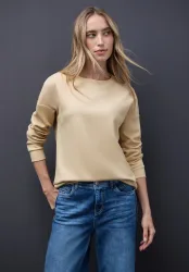 STREET ONE Sweater, Rundhals mit Ripp-Detail