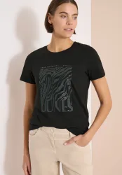 Cecil Kurzarmshirt Sommershirt mit Folienprint