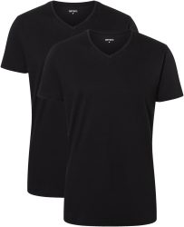 Camano - T-Shirt  2er Pack Figurbetont-Men Comfort BCI Cotton V-Neck T-Shirt 2P, für Herren, Schwarz, Größe XL