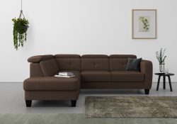 sit&more Ecksofa »Bellucci«, inklusive Kopfteilverstellung und Federkern, wahlweise mit Bettfunktion und Bettkasten