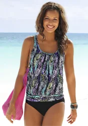 LASCANA Oversize-Tankini in schönem Federprint