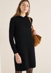 Cecil Strickkleid Ohne Taschen Glitzerkleid - Langarm mit Gallonstreifen und Kapuze