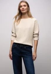 STREET ONE Strickpullover 3/4-Arm mit Two-Tone-Effekt und feinem Strukturmuster