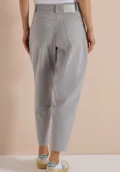 Mid Waist Barrel Leg Hose im Casual Fit