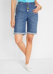 bonprix Bermudas aus Baumwolle, Polyester und Elasthan, regular fit, mit Stickerei