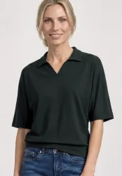 STREET ONE Poloshirt Sommershirt mit breitem elastischem Bund