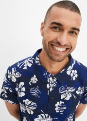 bonprix Poloshirt Kurzarm, mit Polokragen mit Knopfleiste, aus Baumwolle