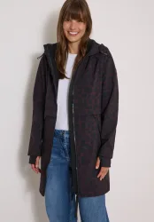 Softshell Mantel mit Kapuze und Leo-Muster